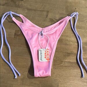 FP Pink Tie-Side Bikini Bottom with Lavender Straps